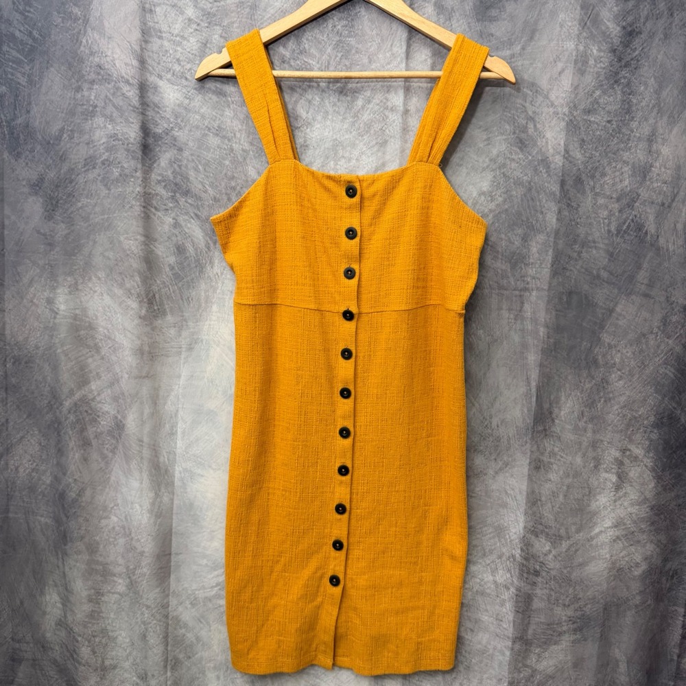Madewell Texture & Thread Mustard Yellow Button Front Mini Dress MP Petite